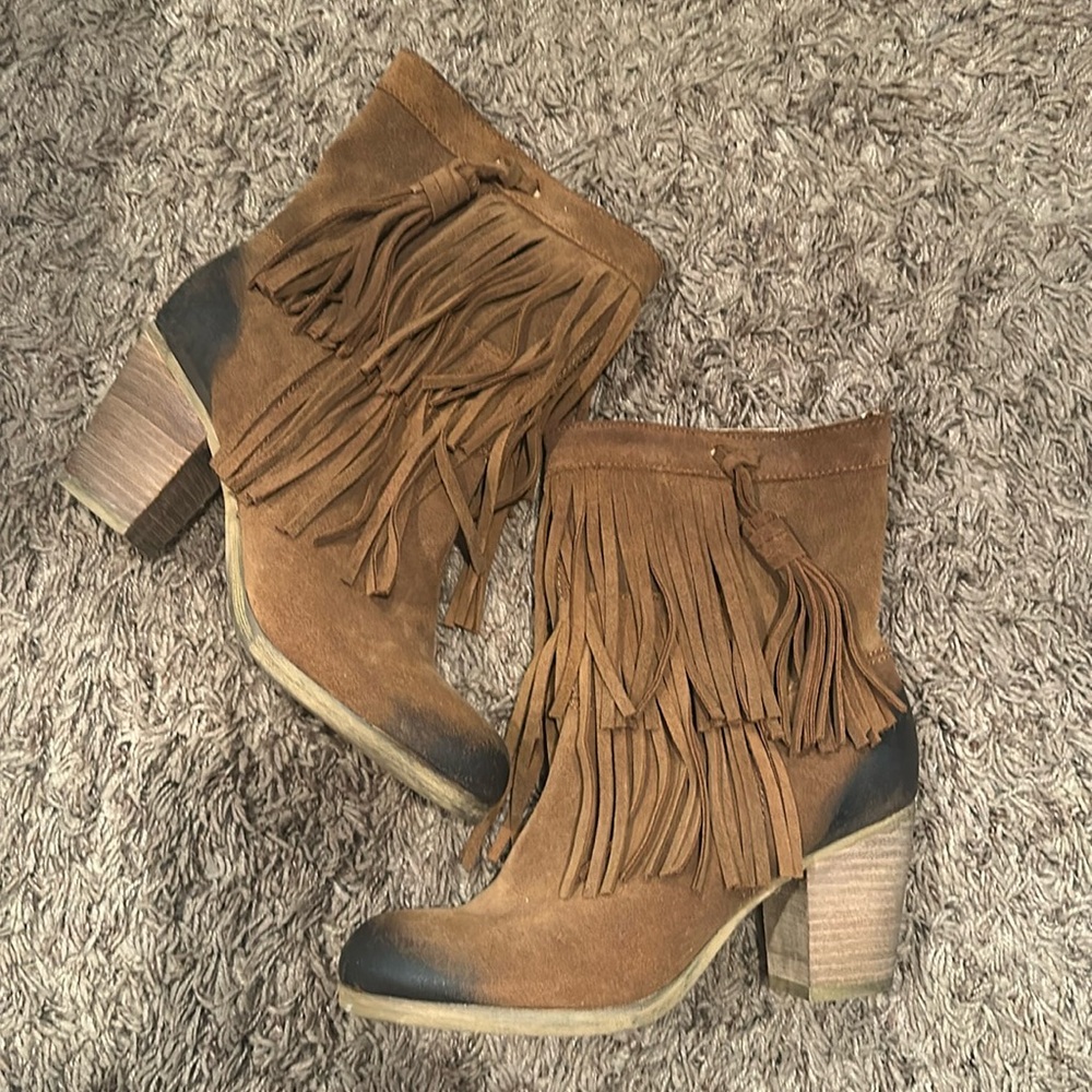 Denim & Supply Ralph Lauren Brown Fringe Ankle Boots